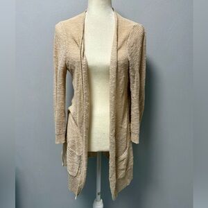 LOFT Tan Open-Front Cardigan